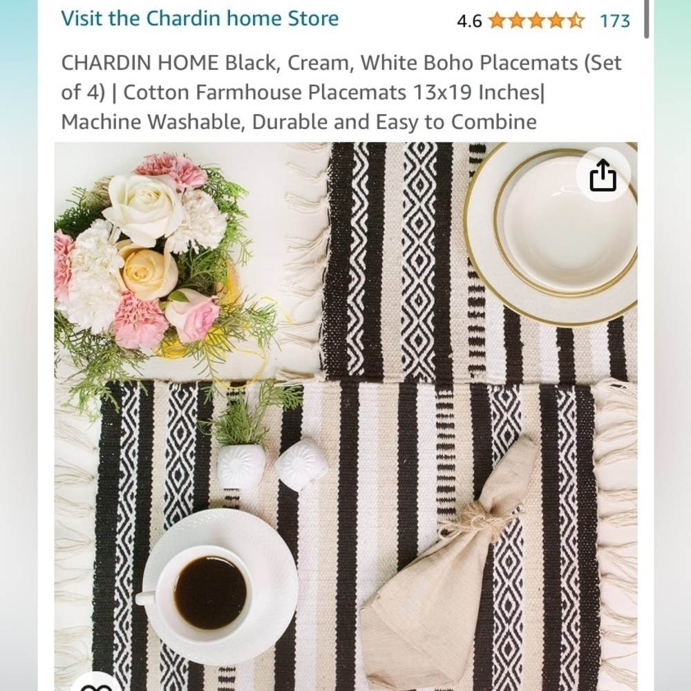 4 boho placemats Cardin Home